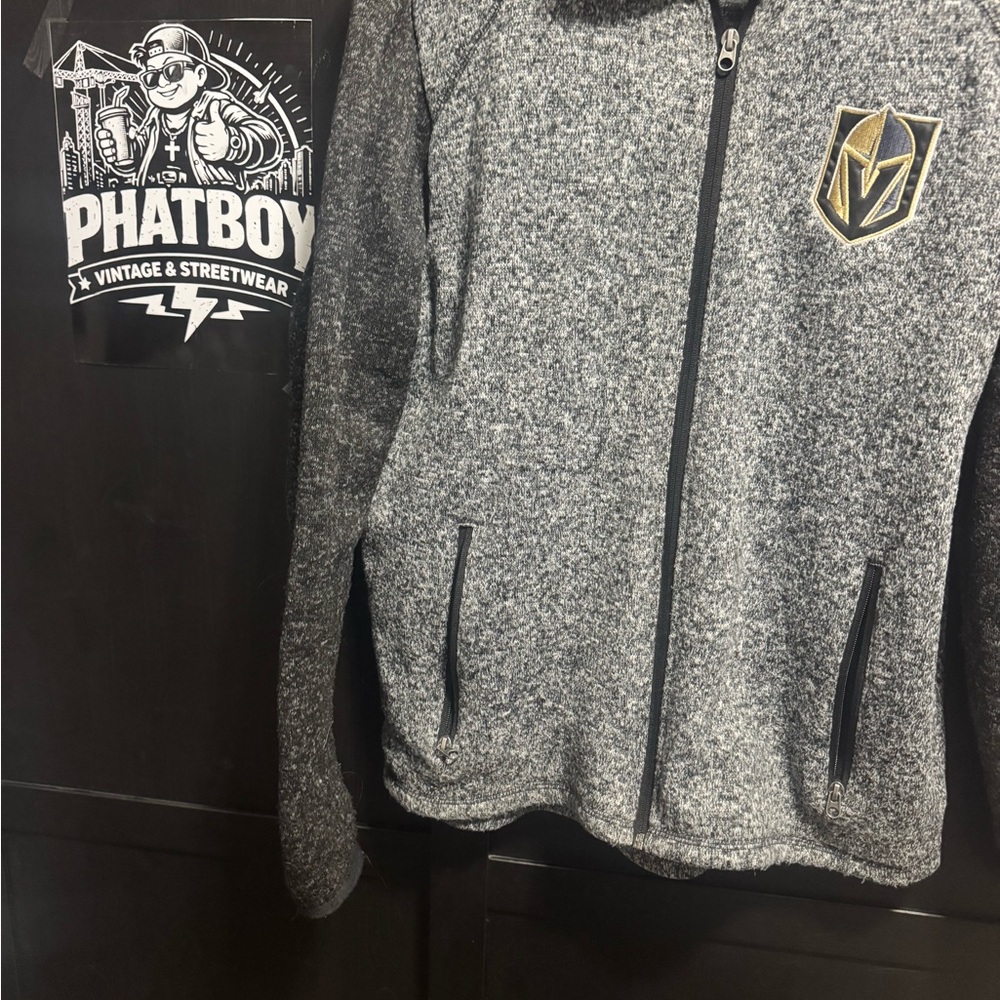 NHL Gray Full-Zip Sweater with Gold Logo